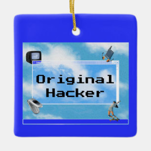 Original Hacker Custom Text Windows 95 Theme  Ceramic Ornament