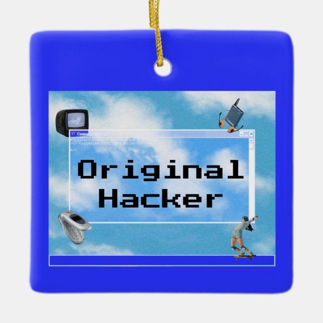 Original Hacker Custom Text Windows 95 Theme  Ceramic Ornament (Front)