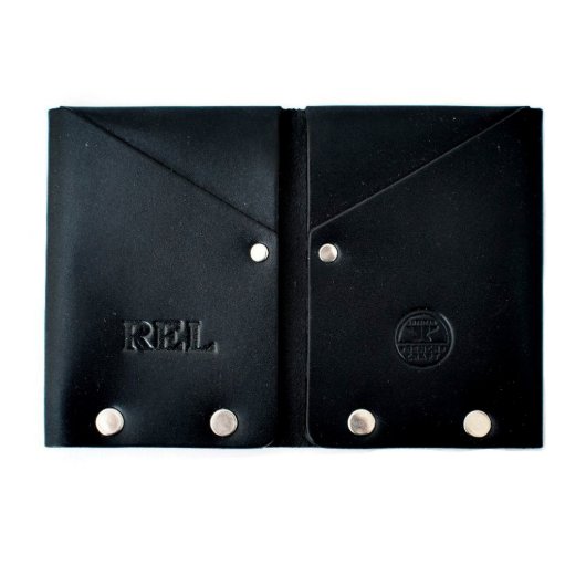 Original Hammer Riveted Men's Black Leather Wallet (Open)