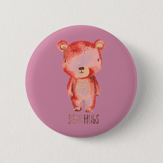 Original hand drawn cute bear design button (Front)
