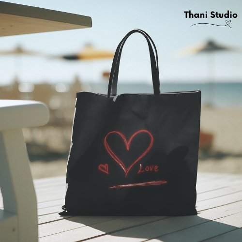 Original Hand_Drawn Love Heart Modern Minimalist Tote Bag