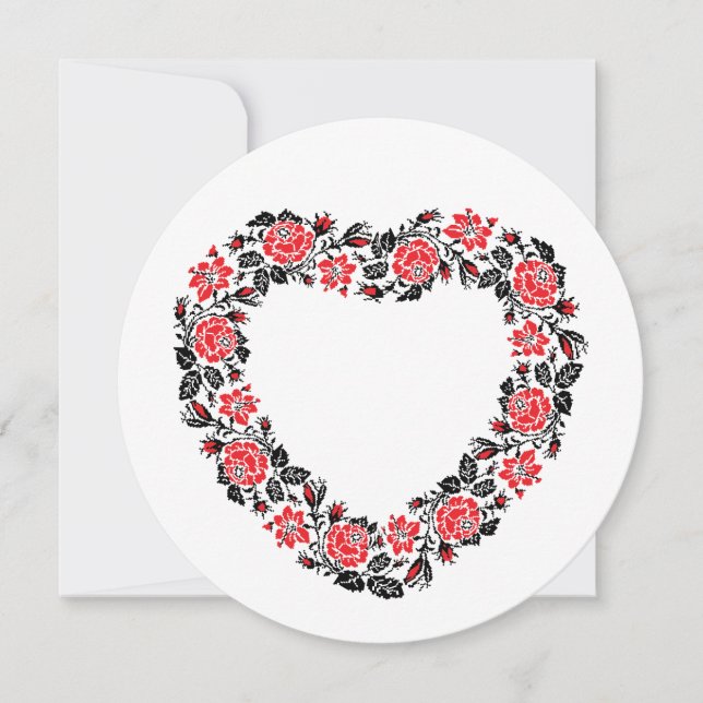 Original Heart of cross-stitch red rose flowers (Front)