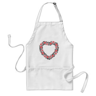 Original Heart of cross-stitch red rose flowers Adult Apron