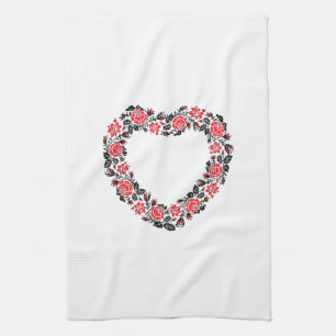 Original Heart of cross-stitch red rose flowers Towel