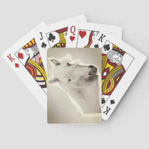 Original Horse Spirit Animal Black White Drawing Poker Cards