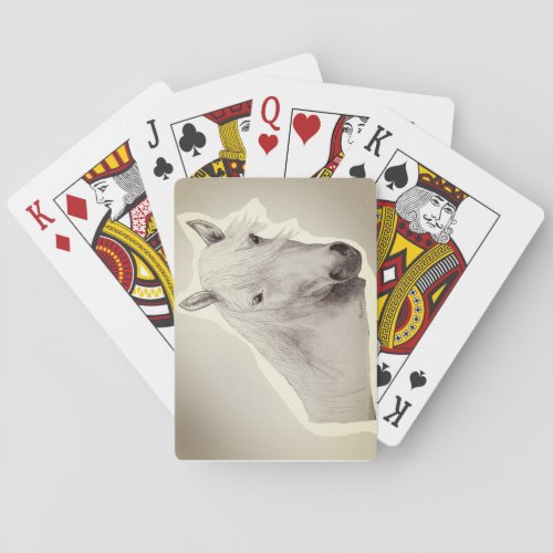 Original Horse Spirit Animal Black White Drawing Poker Cards