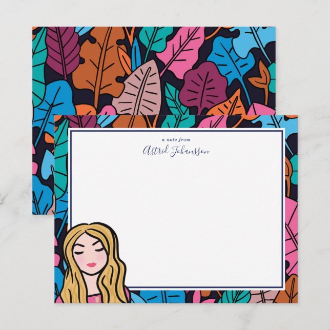 Original Illustration Blonde Lady Note Card (Front/Back)