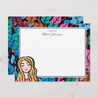 Original Illustration Blonde Lady Note Card