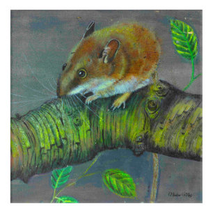 Original illustration of a field mouse  acrylic pr print