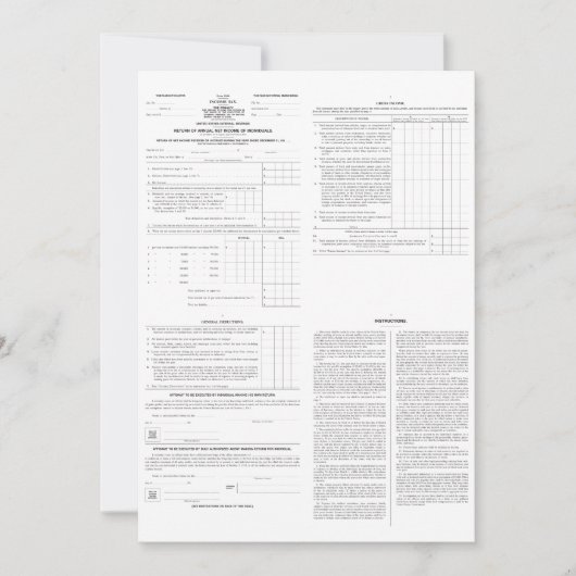 Original Income Tax Form 1040 from 1913 (4) Pages (Front)