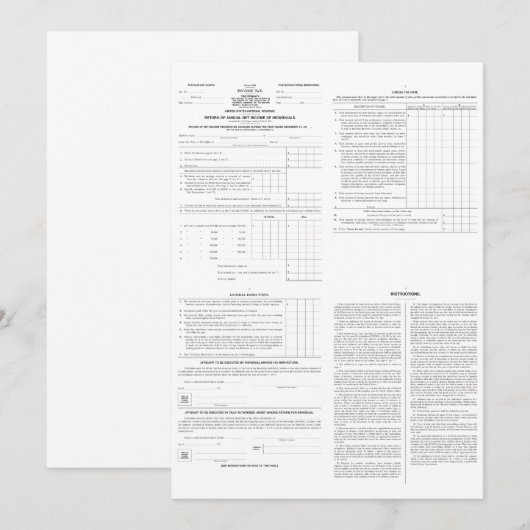 Original Income Tax Form 1040 from 1913 (4) Pages (Front/Back)