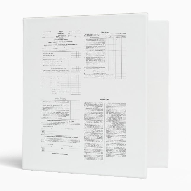 Original Income Tax Form 1040 from 1913 (4) Pages Binder (Front/Inside)