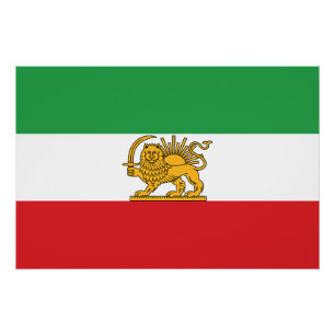 Original Iranian Lion and Sun Historic Flag Poster