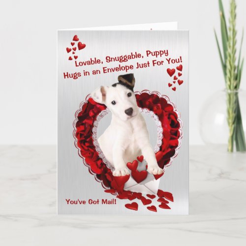 Original Jack Russell Puppy _ Snuggable Puppy Hugs Holiday Card