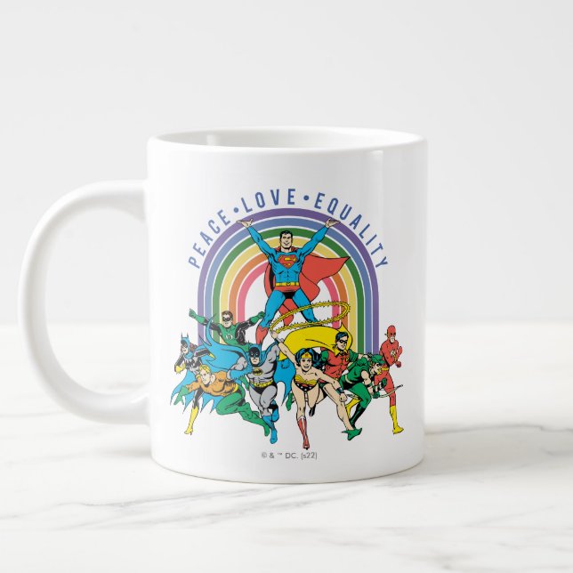 Original Justice League - Peace, Love, Equality Giant Coffee Mug (Left)