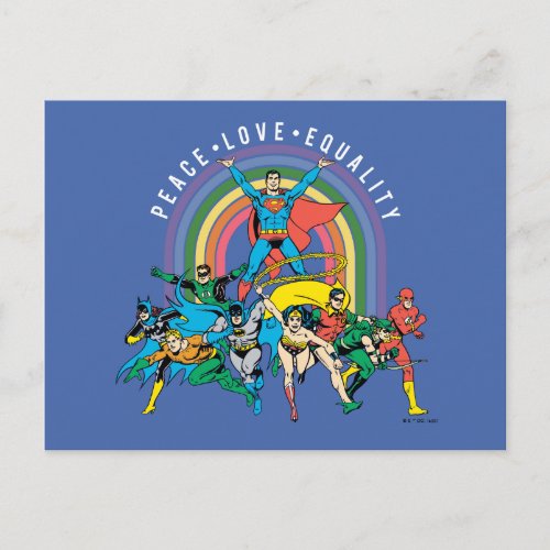 Original Justice League _ Peace Love Equality Postcard