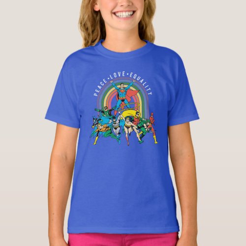 Original Justice League _ Peace Love Equality T_Shirt