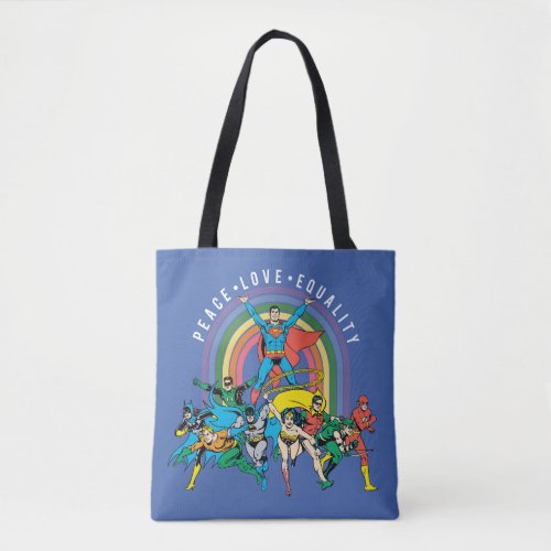 Original Justice League _ Peace Love Equality Tote Bag