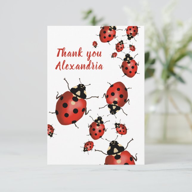 Original Ladybug Red White Thank You Card (Standing Front)
