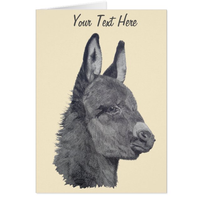 original lifelike drawing of cute donkey cards (Front)