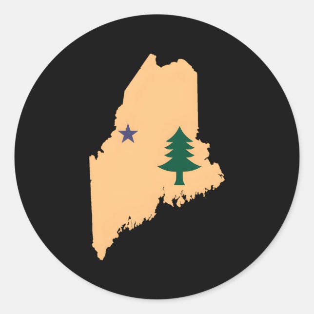 Original Maine State Flag Northern New England Dir Classic Round Sticker (Front)
