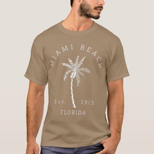 Original Miami Beach Palm Tree Novelty Art Surf T_Shirt