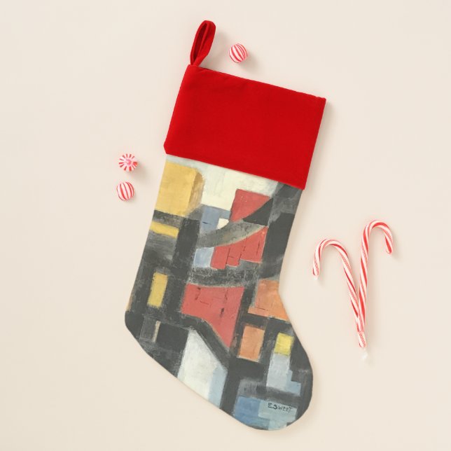 Original Mid-Century Modern Art Christmas Stocking (Front)