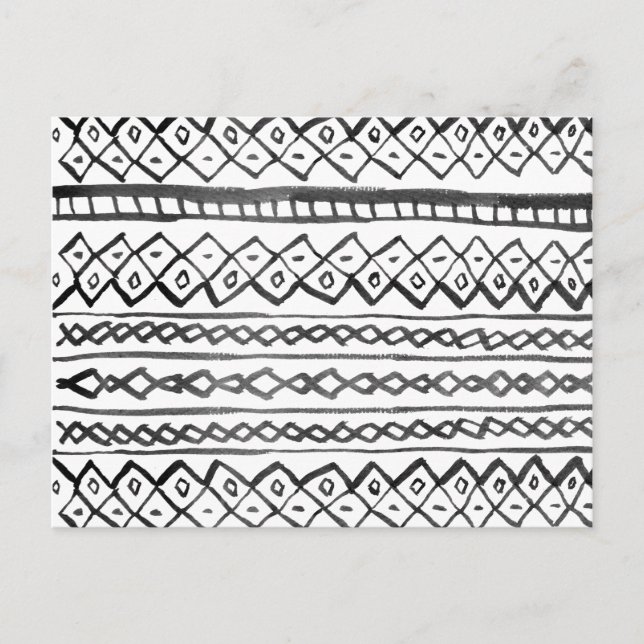 Original modern black watercolor aztec pattern postcard (Front)