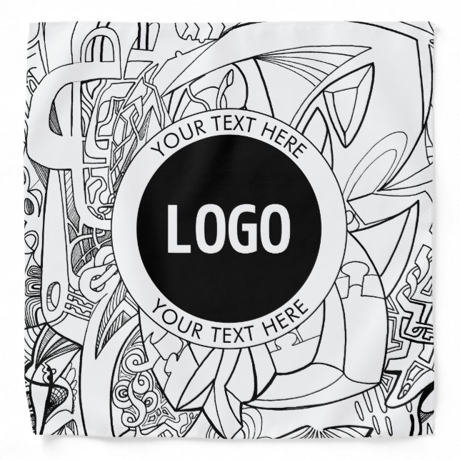 Original Modern Line Artwork & Your Logo Bandana (Front)