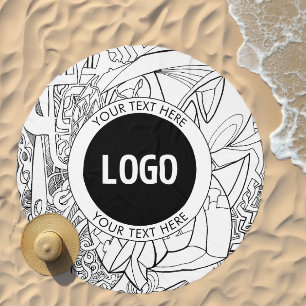 Original Modern Line Artwork & Your Logo Beach Towel