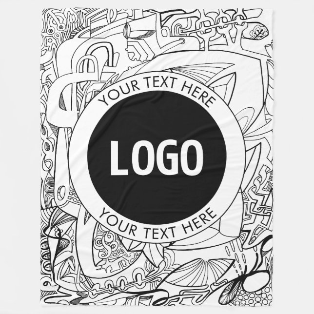 Original Modern Line Artwork & Your Logo Fleece Blanket (Front)