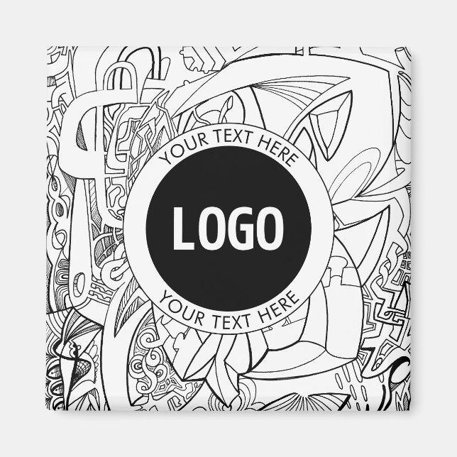 Original Modern Line Artwork & Your Logo Magnet (Front)