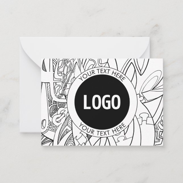 Original Modern Line Artwork & Your Logo Note Card (Front)