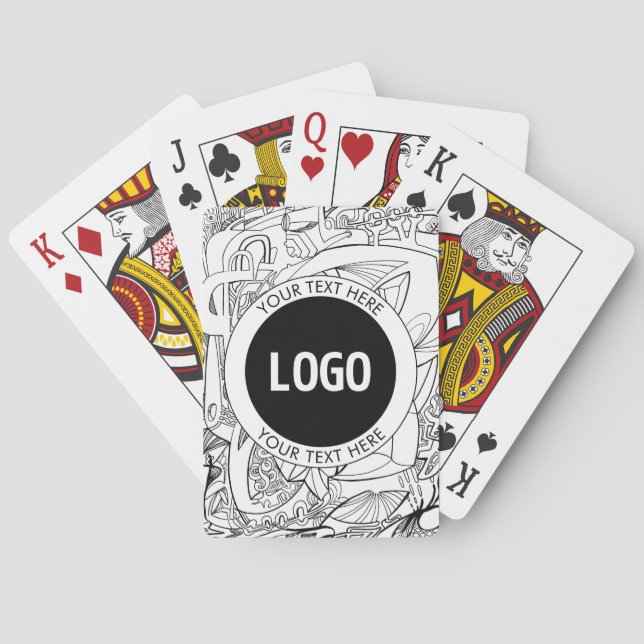 Original Modern Line Artwork & Your Logo Poker Cards (Back)