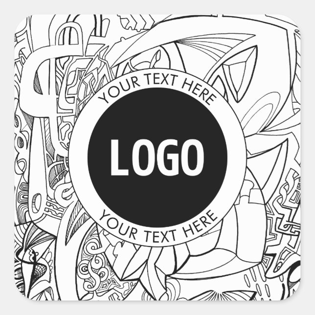 Original Modern Line Artwork & Your Logo Square Sticker (Front)