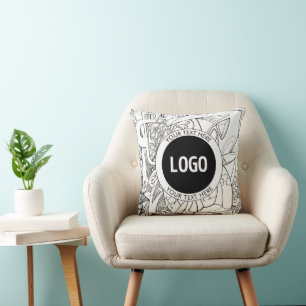 Original Modern Line Artwork & Your Logo Throw Pillow
