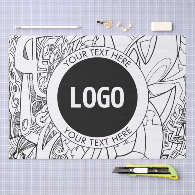 Original Modern Line Artwork & Your Logo Tissue Paper (Craft)