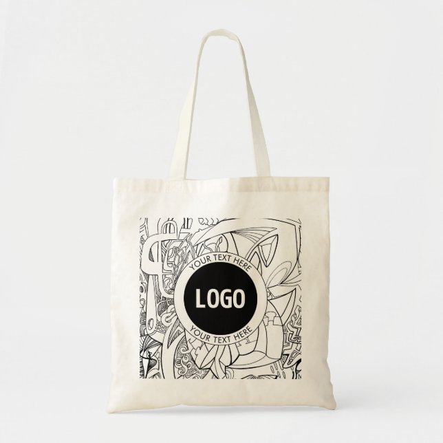 Original Modern Line Artwork & Your Logo Tote Bag (Front)