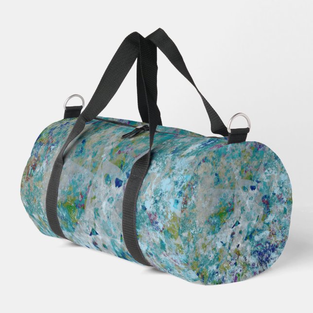 Original Modern One Of A Kind Abstract Art Design Duffle Bag (Left Corner)