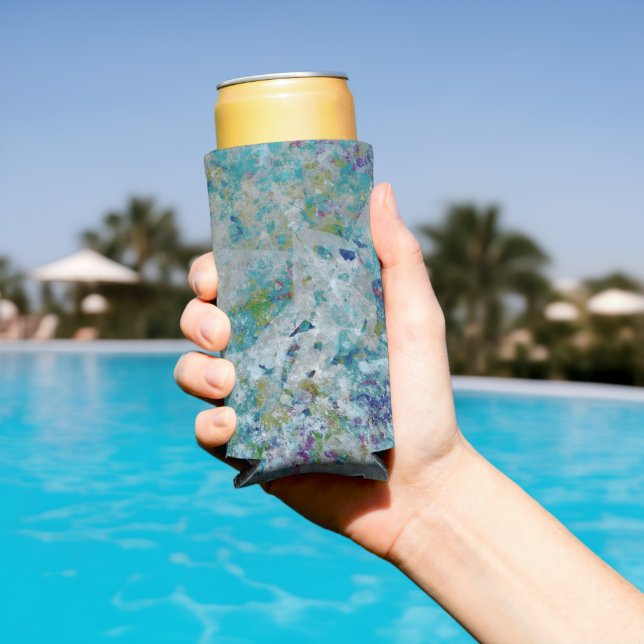 Original Modern One Of A Kind Abstract Art Design Seltzer Can Cooler (In Situ Pool)