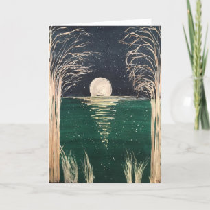 Original Moon Watercolor on Blank Card