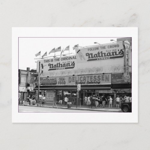 Original Nathans Hot Dogs Coney Is NY Postcard
