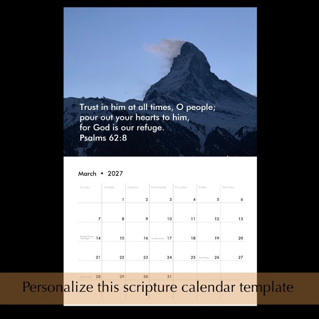 Original Nature Photography Custom Text Scripture Calendar (Create a beautiful calendar with this template. Keep my original photos or add your own pictures.)