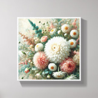 ORIGINAL OIL PAINTING ABSTRACT GREEN FLOWERS CANVAS PRINT