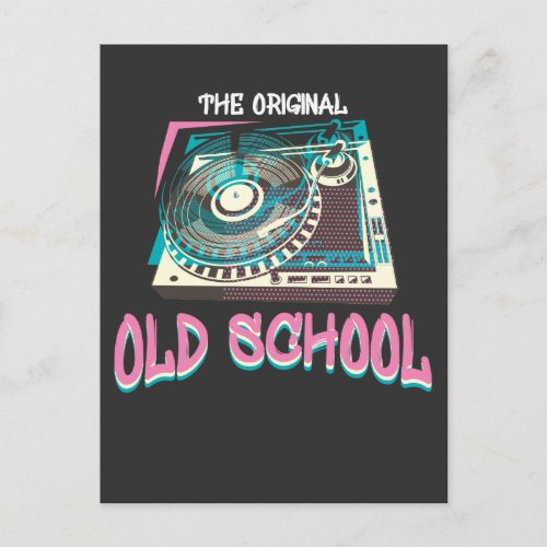 Original Old School Turntable Vinyl DJ Music Postcard