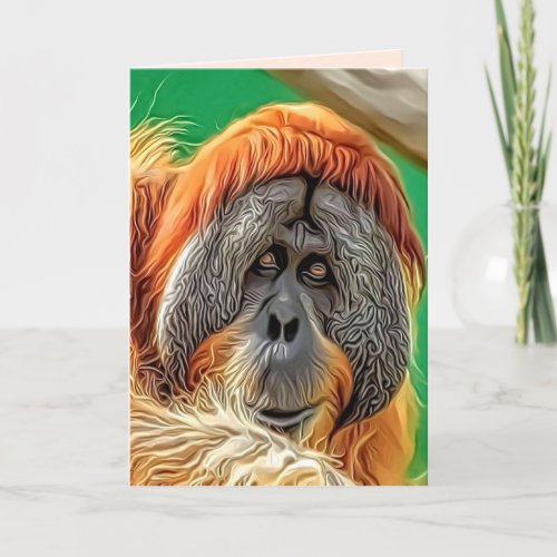 Original Orangutan Birthday Artistic Photo Art Card