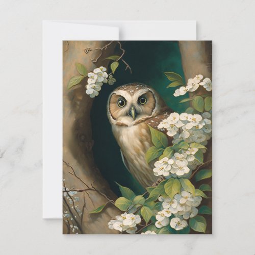 Original Owl Oil Painting Note Card