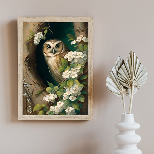 Original Owl Oil Painting Poster