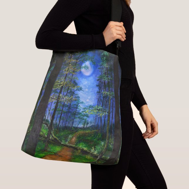Original Painting Abandoned Forest Path Crossbody Bag (Close Up)