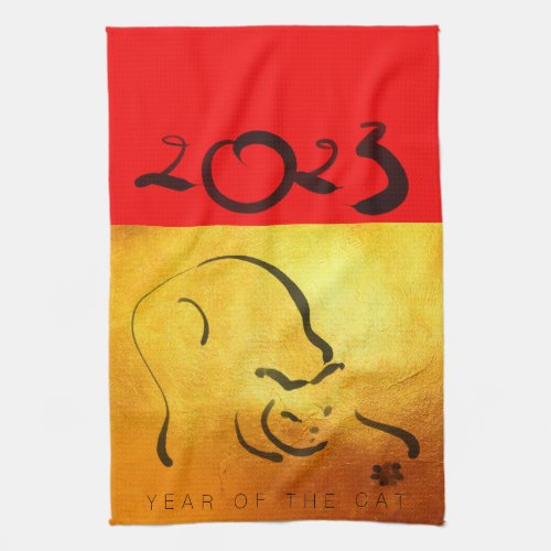 Original painting Cat Vietnamese New Year 2023 KT3 Kitchen Towel